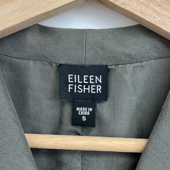 Eileen Fisher 100% Silk Long-Line Lightweight Blazer Jacket Artsy Neutral Small - Picture 6 of 11